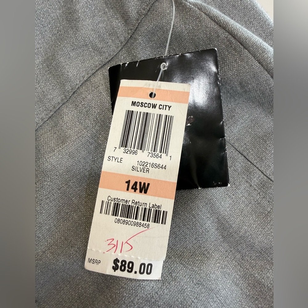 Alfani Woman Straight Leg  Trouser Dress Pants in Gray Silver Size 14W - Picture 8 of 14